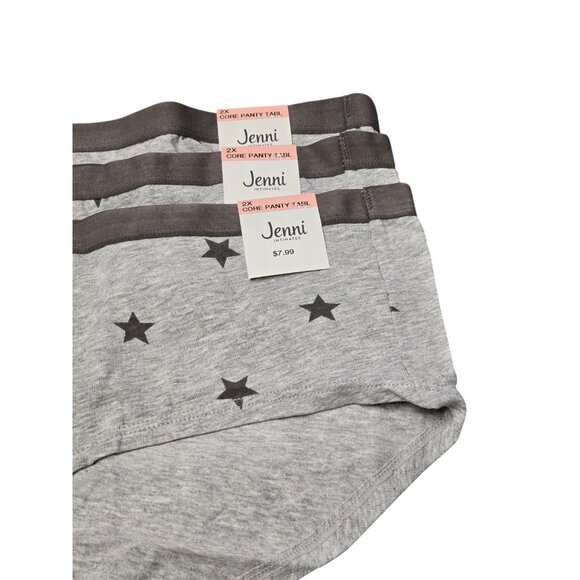 Jenni Set Of 3 Womens Plus 2XL Cotton Hipster Panties Underwear Gray Stars - Picture 3 of 8